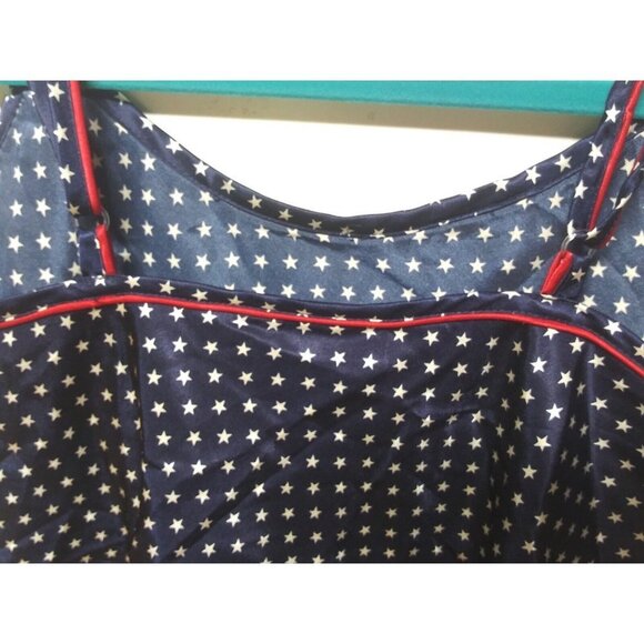 Womens American Flag Tank Top Sz M Cami cropped boxy 4th of July Patriotic shiny - Picture 5 of 9